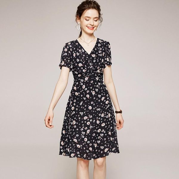 party dresses mid-summer 2021 women's sections waist dress silk v-neck printed short-sleeved, White;black
party dresses mid-summer 2021 women's sections waist dress silk v-neck printed short-sleeved, White;black