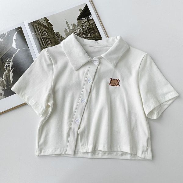 women's t-shirt preppy style tee t-shirts women short tees shirt cotton turn-down collar sleeves pullover femme summer, White
women's t-shirt preppy style tee t-shirts women short tees shirt cotton turn-down collar sleeves pullover femme summer, White