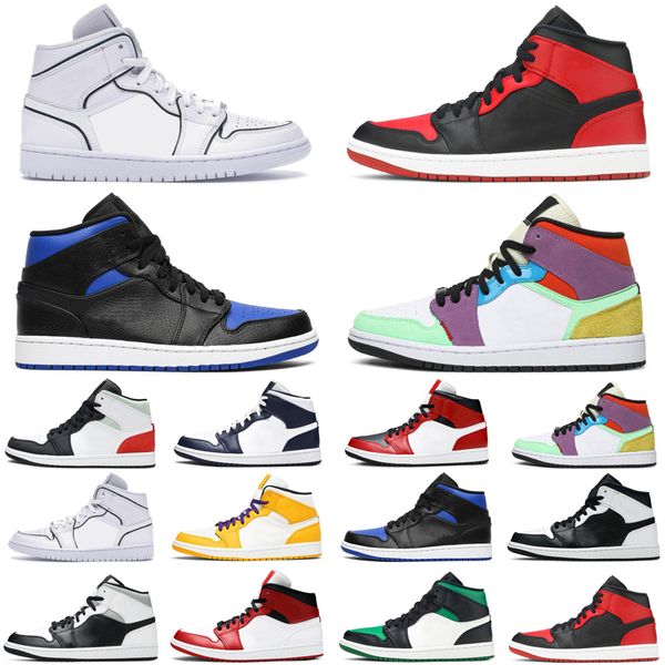 mid 1 1s mens basketball shoes unc obsidian chicago hyper royal multicolor bred pine green men trainers sports sneakers size 7-12, White;red
mid 1 1s mens basketball shoes unc obsidian chicago hyper royal multicolor bred pine green men trainers sports sneakers size 7-12, White;red