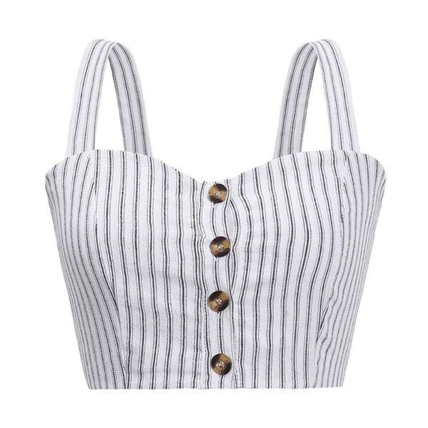 women's tanks & camis summer clothing europe and the united states foreign trade loose stripe button halter vest ladies factory wholesa, White
women's tanks & camis summer clothing europe and the united states foreign trade loose stripe button halter vest ladies factory wholesa, White