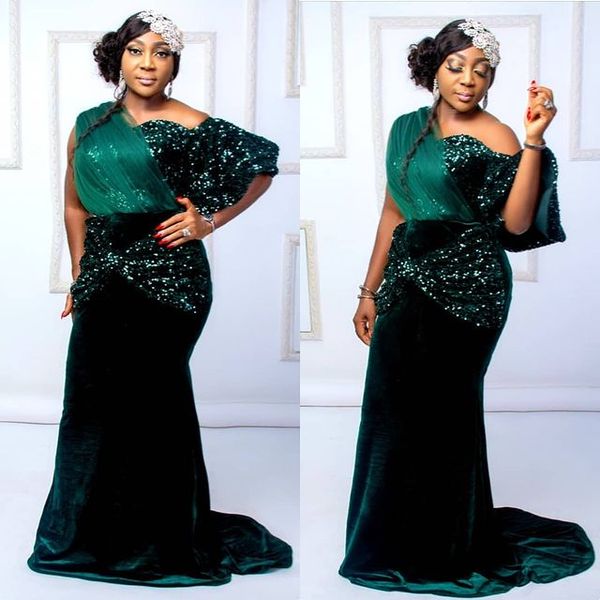 2021 plus size arabic aso ebi dark green mermaid prom dresses one shoulder velvet evening formal party second reception gowns zj226, Black
2021 plus size arabic aso ebi dark green mermaid prom dresses one shoulder velvet evening formal party second reception gowns zj226, Black