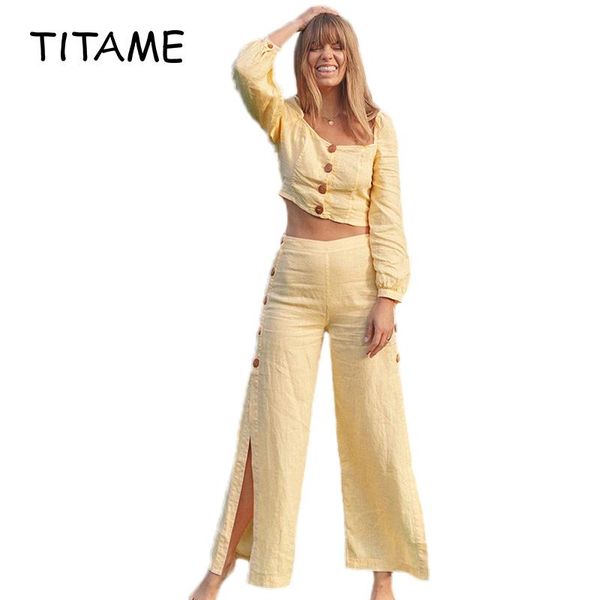 two piece dress titame 2021 spring summer solid fashion casual loose ladies wide leg pants set street vacation black yellow suit, White
two piece dress titame 2021 spring summer solid fashion casual loose ladies wide leg pants set street vacation black yellow suit, White