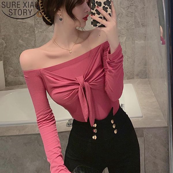 women's blouses & shirts autumn long sleeve cotton women slash neck bottoming shirt off shoulder casual short bow blusas 16084, White
women's blouses & shirts autumn long sleeve cotton women slash neck bottoming shirt off shoulder casual short bow blusas 16084, White