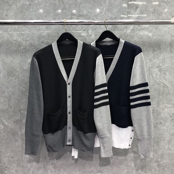 men's sweaters tb thom fashion brand sweater, v-neck knitted jacket, striped cotton coat, casual autumn and winter 2021, White;black
men's sweaters tb thom fashion brand sweater, v-neck knitted jacket, striped cotton coat, casual autumn and winter 2021, White;black