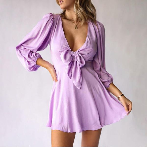 casual dresses women fashion elegant bow bandage solid lantern sleeve autumn deep v-neck mini dress fall high waist ladies, Black;gray
casual dresses women fashion elegant bow bandage solid lantern sleeve autumn deep v-neck mini dress fall high waist ladies, Black;gray