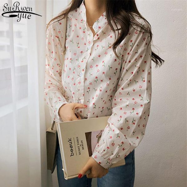 women's blouses & shirts korean sweet long sleeve printed chiffon blouse turn down collar ol style woman's loose basic femme 10148, White
women's blouses & shirts korean sweet long sleeve printed chiffon blouse turn down collar ol style woman's loose basic femme 10148, White