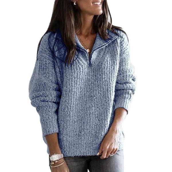 women's sweaters oversized sweater women zipper lapel solid color long sleeve loose knitted pullover top, White;black
women's sweaters oversized sweater women zipper lapel solid color long sleeve loose knitted pullover top, White;black