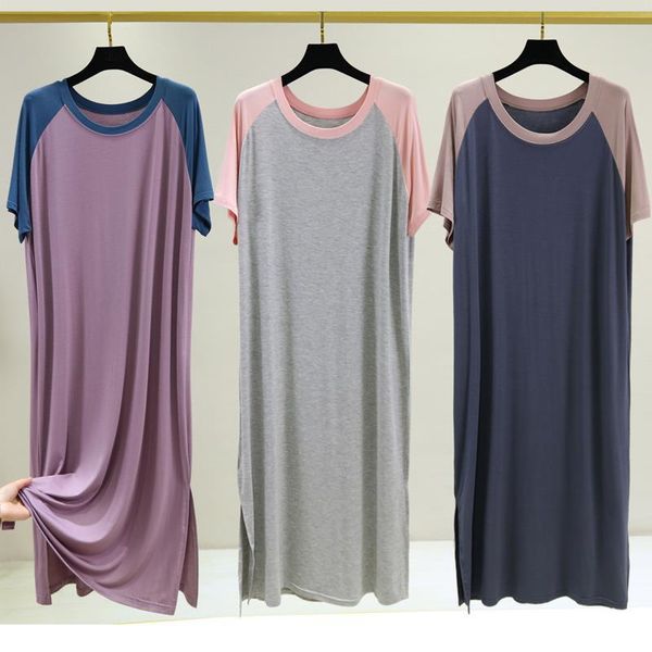 womens sleepwears sleepwear modal dress summer round neck loose large size home clothes nightgown short sleeve long sleepshirts, Black;red
womens sleepwears sleepwear modal dress summer round neck loose large size home clothes nightgown short sleeve long sleepshirts, Black;red