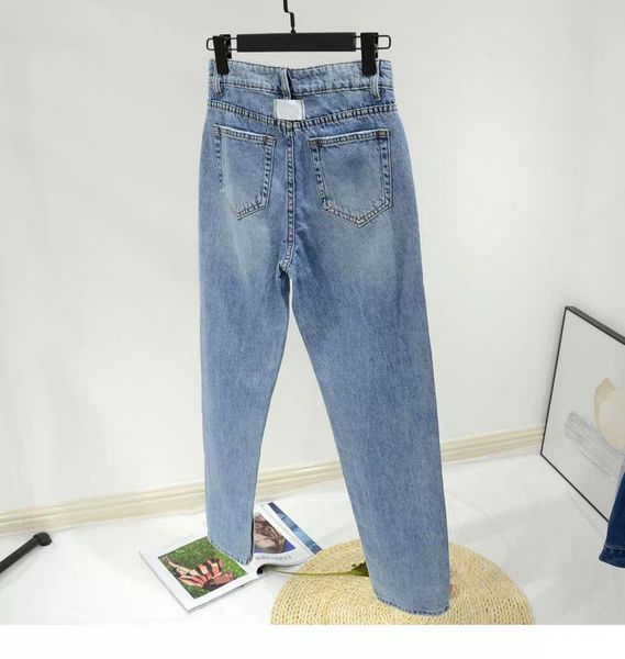 high waist blue women jeans fashion wild split straight lady denim trousers 
high waist blue women jeans fashion wild split straight lady denim trousers
