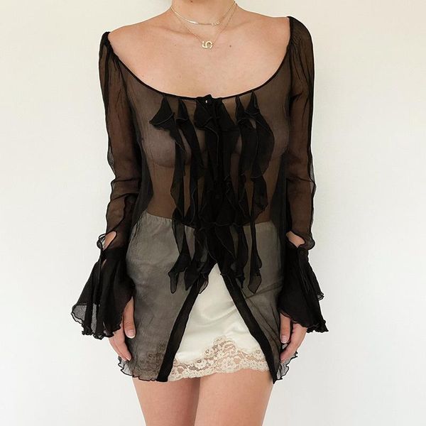 women's t-shirt ladies perspective single-breasted cardigan autumn girls solid color lace splicing flare long sleeve u-neck slim, White
women's t-shirt ladies perspective single-breasted cardigan autumn girls solid color lace splicing flare long sleeve u-neck slim, White