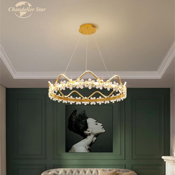 chandeliers nordic led lighting crystal postmodern aluminum round crown flower pendant hanging lamp bedroom living room lights
chandeliers nordic led lighting crystal postmodern aluminum round crown flower pendant hanging lamp bedroom living room lights