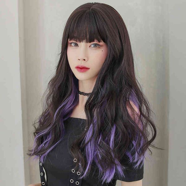 piaoyun wigs long wave black purple hair with bang synthetic wig 26 inches heat resistant for women, Black;brown
piaoyun wigs long wave black purple hair with bang synthetic wig 26 inches heat resistant for women, Black;brown