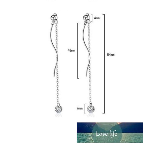 925 sterling silver elegant wave chain long tassel drop earrings with shiny zircon pendant for women christmas gifts s-e544, Golden
925 sterling silver elegant wave chain long tassel drop earrings with shiny zircon pendant for women christmas gifts s-e544, Golden