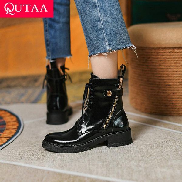 boots qutaa 2022 autumn winter round toe ankle cow leather square heel fashion women shoes casual zipper short size 34-39, Black
boots qutaa 2022 autumn winter round toe ankle cow leather square heel fashion women shoes casual zipper short size 34-39, Black