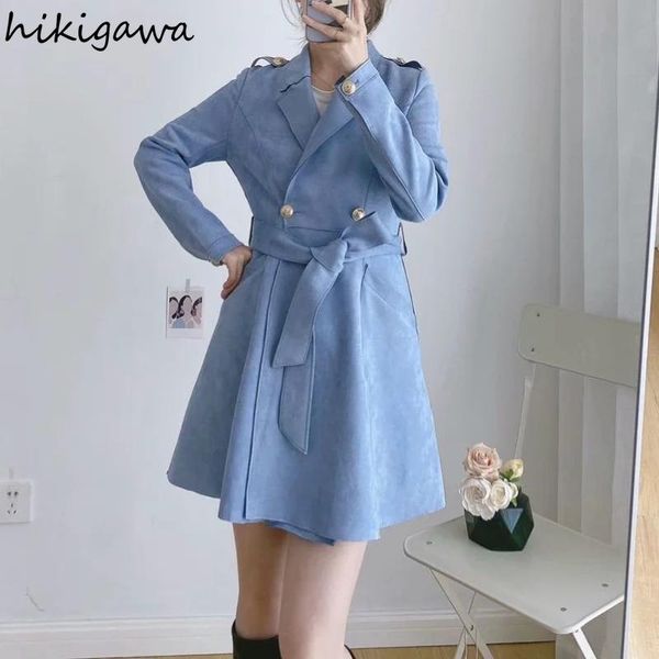 women's trench coats hikigawa long for women vintage turn down collar sleeve double breasted abrigo mujer solid slim suede coat, Tan;black
women's trench coats hikigawa long for women vintage turn down collar sleeve double breasted abrigo mujer solid slim suede coat, Tan;black