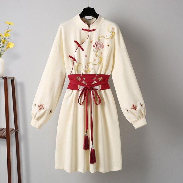 ethnic clothing plus size women's hanfu autumn cheongsam improved modern chinese style sweatshirt dress embroidery long sleeve vestidos, Red
ethnic clothing plus size women's hanfu autumn cheongsam improved modern chinese style sweatshirt dress embroidery long sleeve vestidos, Red