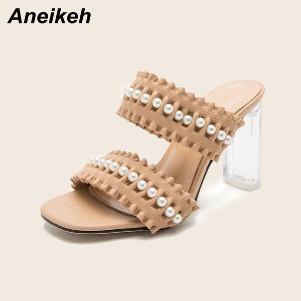 slippers aneikeh summer fashion pu pleated zapatos de mujer sweet style string bead head peep toe 2021 women shoe size 36-42, Black
slippers aneikeh summer fashion pu pleated zapatos de mujer sweet style string bead head peep toe 2021 women shoe size 36-42, Black