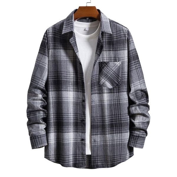 men's casual shirts autumn fashion plaid shirt lapel button down with pocket streetwear cardigan male chemise, White;black
men's casual shirts autumn fashion plaid shirt lapel button down with pocket streetwear cardigan male chemise, White;black