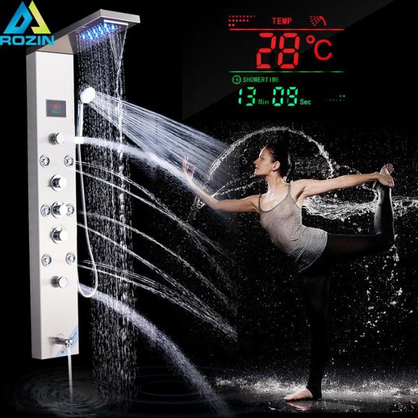 luxury led shower column faucet brushed nickel spa massage jet panel tower tap digital temperature screen bathroom sets
luxury led shower column faucet brushed nickel spa massage jet panel tower tap digital temperature screen bathroom sets