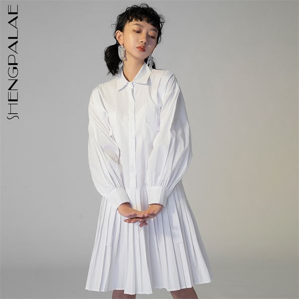 white pleated shirt dress women's summer lapel loose bandage button long sleeve mini dresses female tide 210427
white pleated shirt dress women's summer lapel loose bandage button long sleeve mini dresses female tide 210427
