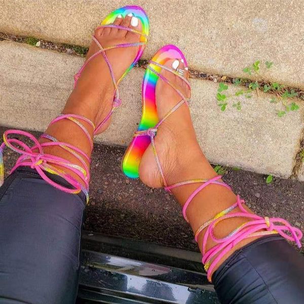 stylish bandage flats sandals women colorful diamond rhinestone slippers summer casual beach shoes outdoor travel 36-43, Black
stylish bandage flats sandals women colorful diamond rhinestone slippers summer casual beach shoes outdoor travel 36-43, Black