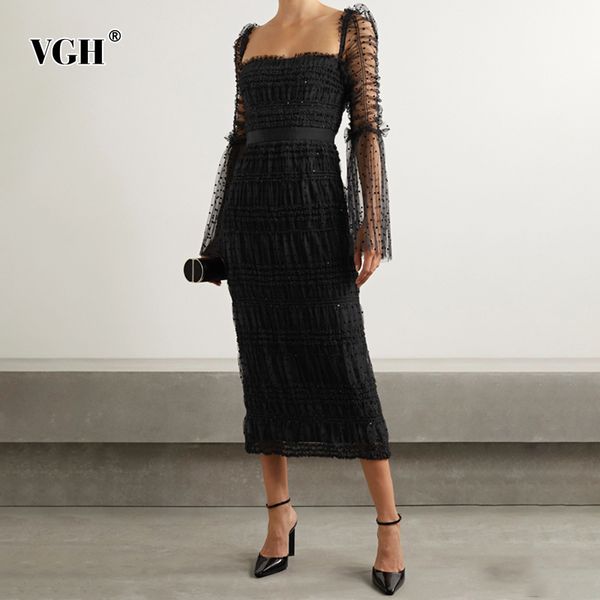 vgh patchwork sequin dress for women square collar flare sleeve high waist black party dresses female fashion new spring 210421, Black;gray
vgh patchwork sequin dress for women square collar flare sleeve high waist black party dresses female fashion new spring 210421, Black;gray