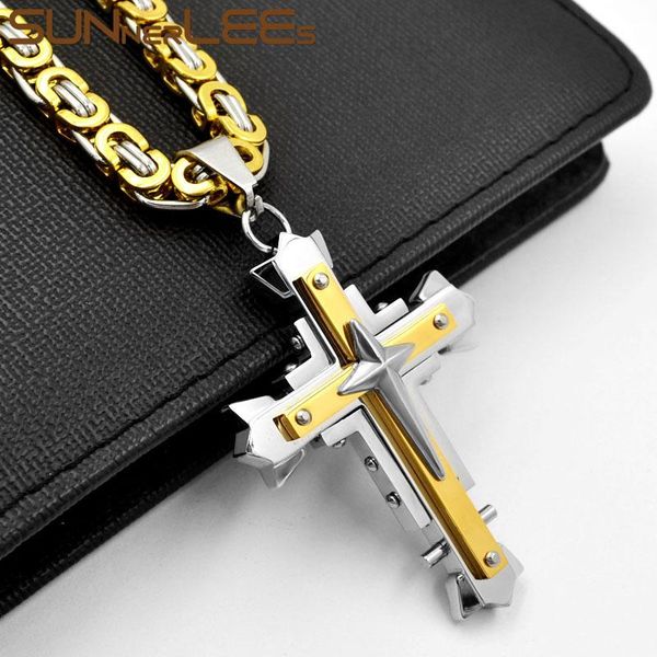 pendant necklaces sunnerlees 316l stainless steel jesus christ cross necklace byzantine link chain men boys gift sp237, Silver
pendant necklaces sunnerlees 316l stainless steel jesus christ cross necklace byzantine link chain men boys gift sp237, Silver
