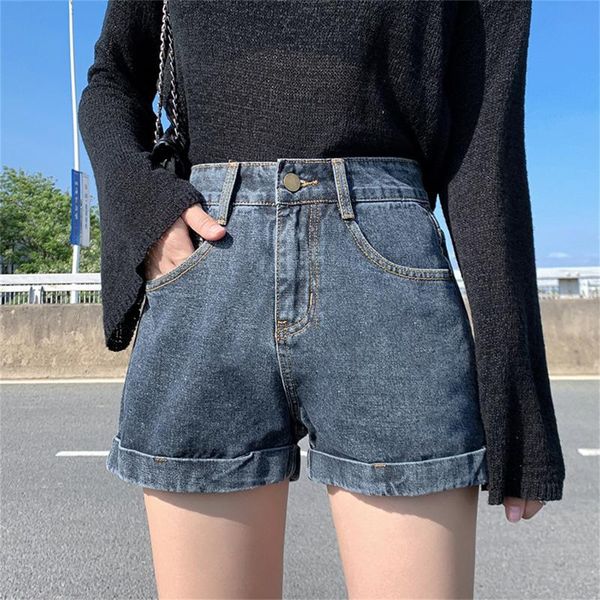 women's jeans denim shorts solid color women short wide leg elastic waist vintage high a-line pants, Blue
women's jeans denim shorts solid color women short wide leg elastic waist vintage high a-line pants, Blue