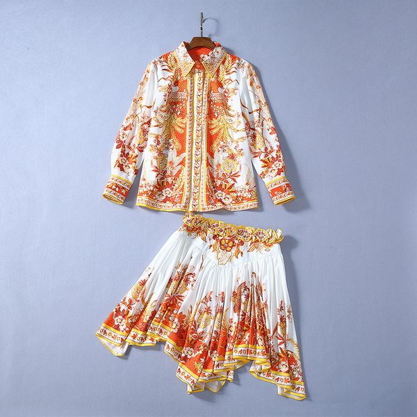 two piece dress european and american women's clothing winter style long sleeve shirt irregular skirt retro printed fashion suit e7d0, White
two piece dress european and american women's clothing winter style long sleeve shirt irregular skirt retro printed fashion suit e7d0, White