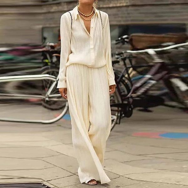 women's two piece pants 2021 spring summer loose women set casual long sleeve button + outfit elegant office lady shirt suits, White
women's two piece pants 2021 spring summer loose women set casual long sleeve button + outfit elegant office lady shirt suits, White