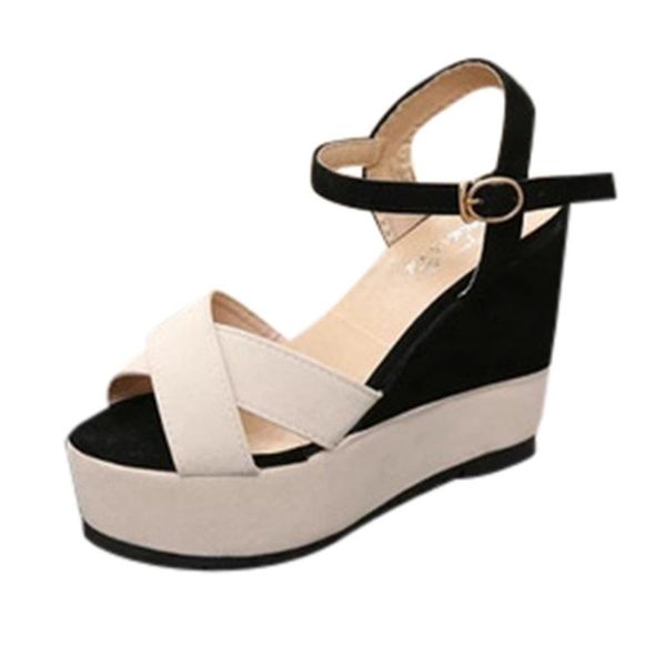 fashion women sandals ladies mixed colors buckle peep toe wedges casual loafers shoes sandalias de verano mujer, Black
fashion women sandals ladies mixed colors buckle peep toe wedges casual loafers shoes sandalias de verano mujer, Black