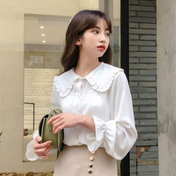 women's blouses & shirts women solid simple arrival spring korean style chic trendy casual elegant vintage womens streetwear all-match, White
women's blouses & shirts women solid simple arrival spring korean style chic trendy casual elegant vintage womens streetwear all-match, White