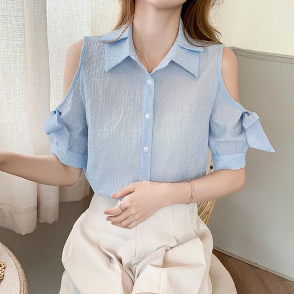 women's blouses & shirts ljsxls off shoulder chiffon shirt fashion bow short sleeve blouse women summer blue clothes loose chic femme, White
women's blouses & shirts ljsxls off shoulder chiffon shirt fashion bow short sleeve blouse women summer blue clothes loose chic femme, White