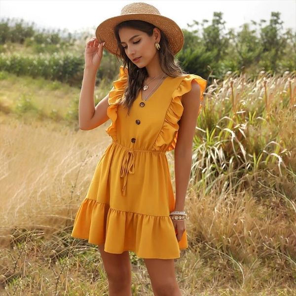 casual sleeveless v neck ruffled women dresses lace up button summer for female sweet waist a line slim midi, Black;gray
casual sleeveless v neck ruffled women dresses lace up button summer for female sweet waist a line slim midi, Black;gray