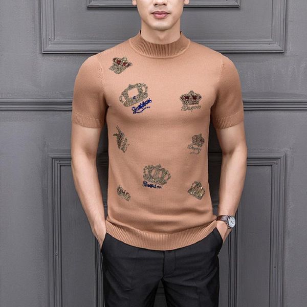 men's t-shirts crown style design spring sweater comfortable soft fabric knitted cashmere t-shirt drill pullover oversized, White;black
men's t-shirts crown style design spring sweater comfortable soft fabric knitted cashmere t-shirt drill pullover oversized, White;black