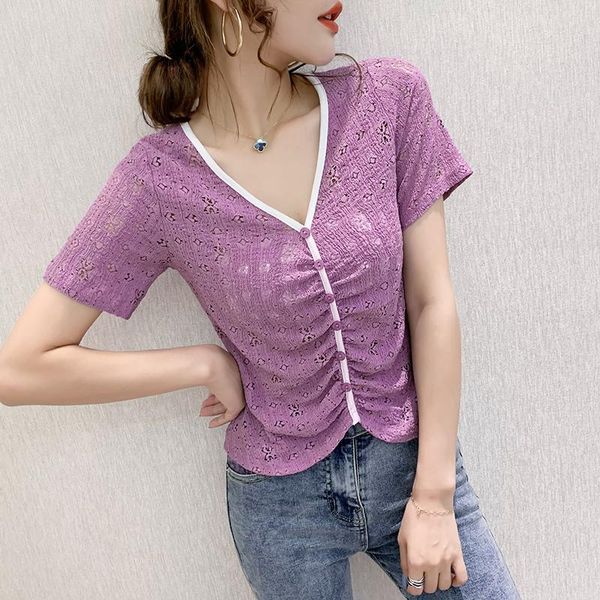 women's t-shirt summer retro hook flower hollow out women short sleeve slim v-neck breathable tshirt, White
women's t-shirt summer retro hook flower hollow out women short sleeve slim v-neck breathable tshirt, White