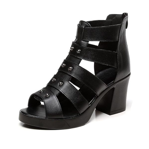 women hollow out thick heel casual rome sandals summer 2021 peep toe platform chunky high shoes sandalias mujer comfortable, Black
women hollow out thick heel casual rome sandals summer 2021 peep toe platform chunky high shoes sandalias mujer comfortable, Black