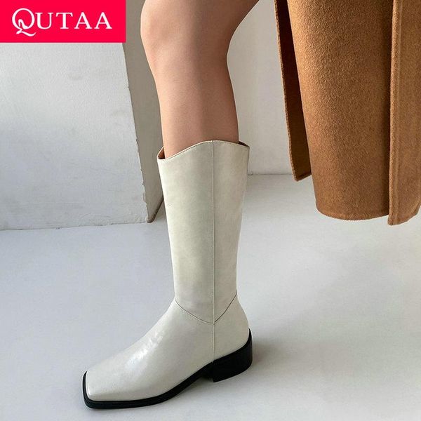boots qutaa 2022 women knee high square heel round toe ladies pumps cow leather slip on autumn winter shoes size 34-39, Black
boots qutaa 2022 women knee high square heel round toe ladies pumps cow leather slip on autumn winter shoes size 34-39, Black
