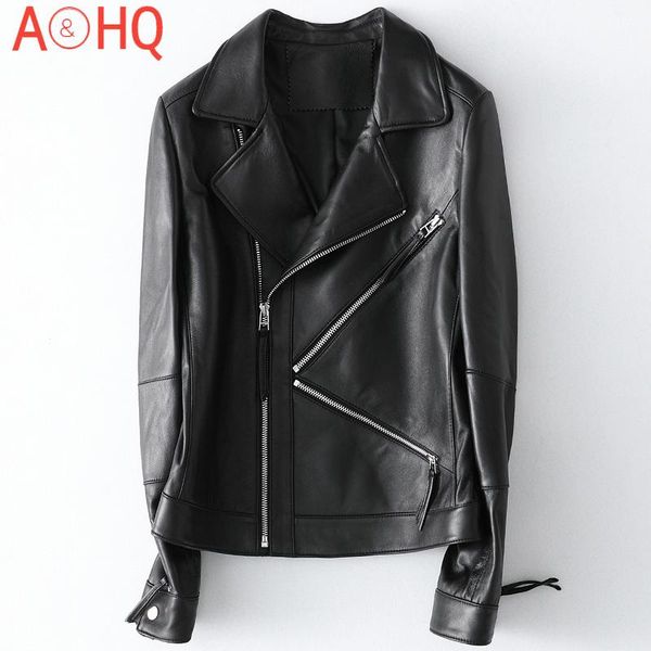 women's leather & faux multi zippers genuine jacket women streetwear motorcycle 100% lambskin real slim coat lady clothes, Black
women's leather & faux multi zippers genuine jacket women streetwear motorcycle 100% lambskin real slim coat lady clothes, Black