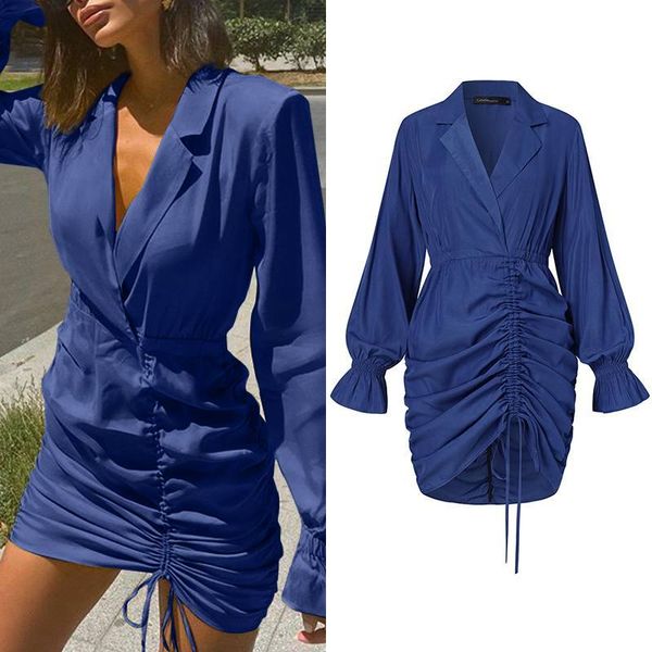 celmia elegant suit collar bodycon mini dress women stylish drawstring pleated dress 2021 summer ol long sleeve vestidos x0521, Black;gray
celmia elegant suit collar bodycon mini dress women stylish drawstring pleated dress 2021 summer ol long sleeve vestidos x0521, Black;gray