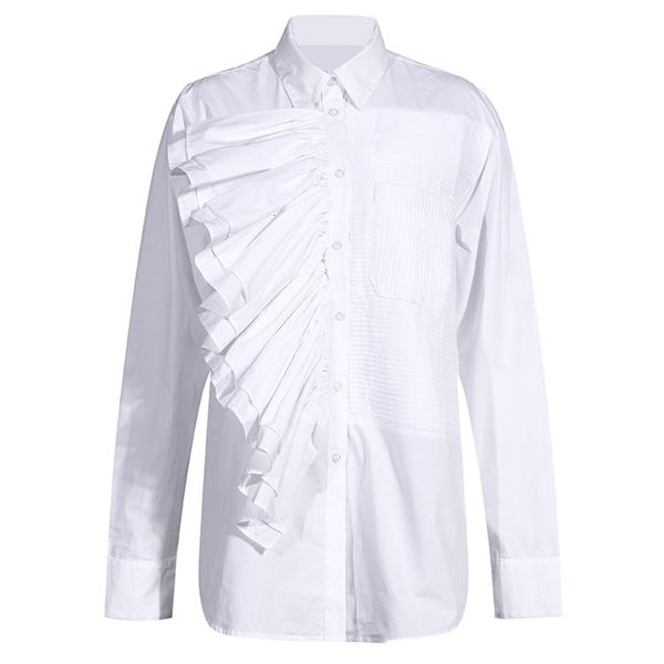 women's blouses & shirts women white cotton blouse asymmetrical loose ruffles shirt sdsh
women's blouses & shirts women white cotton blouse asymmetrical loose ruffles shirt sdsh