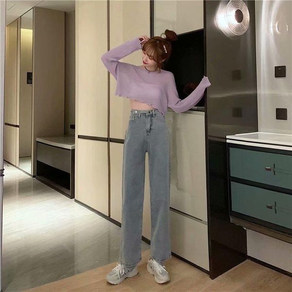 women's jeans summer and autumn korean version of the high-waisted straight-leg trend is , loose thin wide-leg long pants, Blue
women's jeans summer and autumn korean version of the high-waisted straight-leg trend is , loose thin wide-leg long pants, Blue