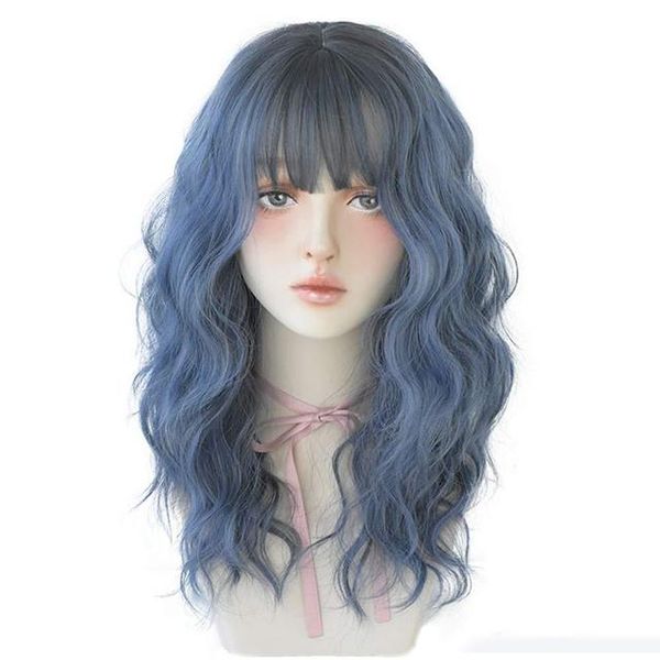 human hair wigs 18 inches 46cm sea blue air bangs micro-roll women's full headgear, Black
human hair wigs 18 inches 46cm sea blue air bangs micro-roll women's full headgear, Black