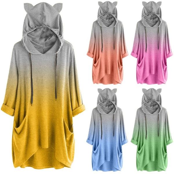 women hoodies long sleeve sweatshirt gradient color cat ear hooded pullover blouse plus size sudadera mujer #sr women's & sweatshirts, Black
women hoodies long sleeve sweatshirt gradient color cat ear hooded pullover blouse plus size sudadera mujer #sr women's & sweatshirts, Black