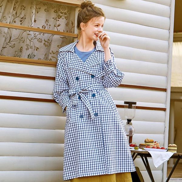 women's trench coats blue love spring check double breasted soft lace up cotton windbreaker, Tan;black
women's trench coats blue love spring check double breasted soft lace up cotton windbreaker, Tan;black