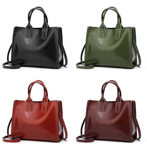 women's bag 2021 new classic tote bag oil skin large capacity one shoulder handbag, Black;red
women's bag 2021 new classic tote bag oil skin large capacity one shoulder handbag, Black;red