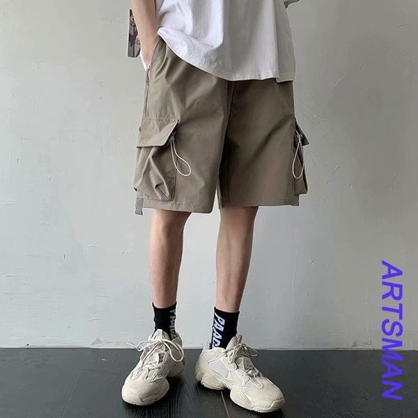 men's shorts summer drawstring fashion black khaki pocket men streetwear korean loose hip-hop reflective mens szgb, White;black
men's shorts summer drawstring fashion black khaki pocket men streetwear korean loose hip-hop reflective mens szgb, White;black