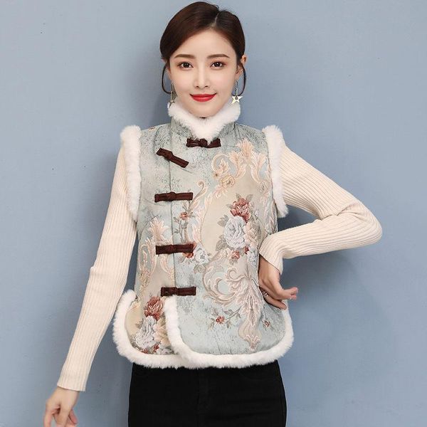 women's vests winter chinese clothes quilted vest retro jacquard sleeveless short fur spliced cotton coat qipao waistcoat y659 ti20, Black;white
women's vests winter chinese clothes quilted vest retro jacquard sleeveless short fur spliced cotton coat qipao waistcoat y659 ti20, Black;white