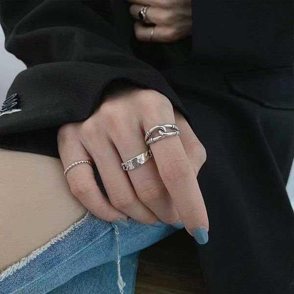 cluster rings 2021 korean ring women's wind net red design simple cool fashion chain index finger for women mens, Golden;silver
cluster rings 2021 korean ring women's wind net red design simple cool fashion chain index finger for women mens, Golden;silver