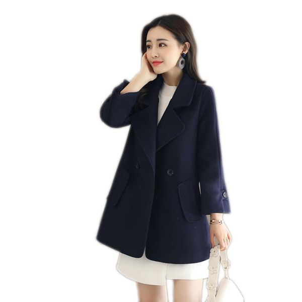 women's wool & blends autumn women outerwear 2021 medium long nine points sleeve female woolen coat double-breasted ladies jacket cw439, Black
women's wool & blends autumn women outerwear 2021 medium long nine points sleeve female woolen coat double-breasted ladies jacket cw439, Black